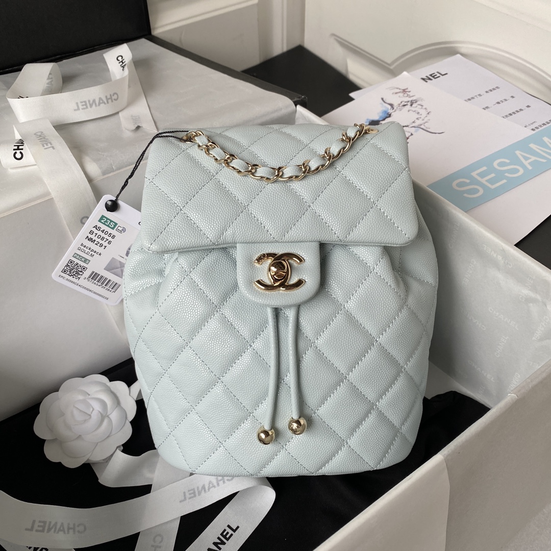 Caviar Leather Mini Backpack AS4058 Light Blue